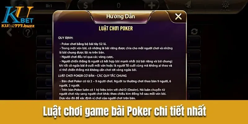 Luật chơi game bài poker Kubet777 chi tiết nhất